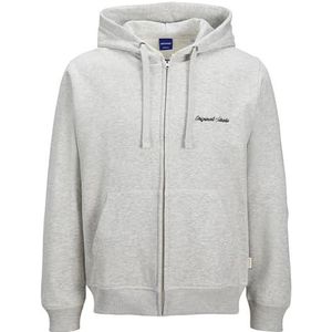 JACK & JONES Jornorrebro Emb Sweat Zip Hood Pls - Plus Size, wit melange., 5XL