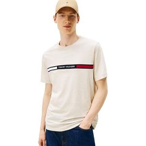 Tommy Hilfiger Heren Hilfiger borst inzet TEE MW0MW36498 S/S T-shirt, beige, XXL, Beige (Gemêleerde Havermelk), XXL