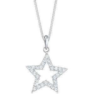 Elli Halsketting Dames Ster Hanger Astro met Kristallen in 925 Sterling Zilver