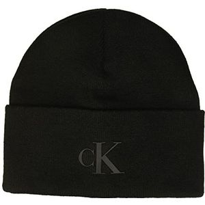 Calvin Klein Heren manchet koud weer hoed, Zwart Groot logo, Eén maat