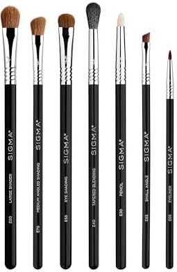 Sigma Beauty Basic Oogborstel Set Van 7 - Oogschaduwborstel, Cosmetica-Applicator - Oogschaduw, Wenkbrauw, Oogmake-Up En Knipplooi - Vlekkeloze Contour, Professionele Make-Upborstels, Synthetische Vezels