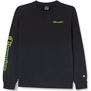 Champion Legacy Neon Spray-Powerblend Small Logo Crewneck Sweatshirt voor kinderen en jongens, Zwart, 5-6 jaar