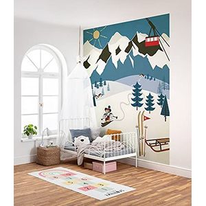 Komar Disney Fleece Muurafbeelding - Mickey Alpine - Afmetingen: 200 x 250 cm (breedte x hoogte) - Winter, Mouse, Ski, Kinderkamer, Behang - IADX4-039