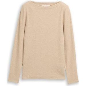TOM TAILOR Denim T-shirt met lange mouwen voor dames, 28683 - Intense Beige Melange, XXL