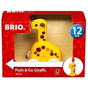 BRIO 30229 Push & Go Giraffe - Niedliches Drück- und Fahrspielzeug in klassicher BRIO-Optik - Empfohlen ab 12 Monaten
