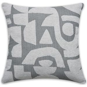 Sehlbach Kussen chenilledraad grafisch, Grijs, 45 x 45 cm Kussen, Hoogwaardige jacquard, Modern design, Afneembare hoes, Inclusief vulling