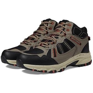 Skechers Hillcrest Cross Shift Sneakers voor heren, natuurlijke synthetisch/textiel/zwarte trim, 10.5 UK, Natuurlijke Synthetische Textiel Zwarte Trim, 45.5 EU
