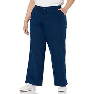 Amazon Essentials Dames linnen mix trekkoord wijde pijpen broek (verkrijgbaar in grote maten), donkerblauw, 3X