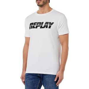 Replay T-shirt voor heren, Optical White 001, XXL