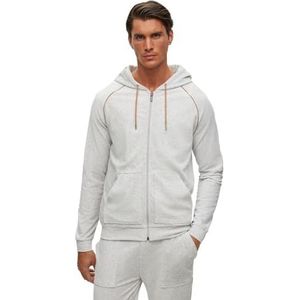 BOSS Heren Ribbed Hooded Loungewear Jacket, Open White131, M