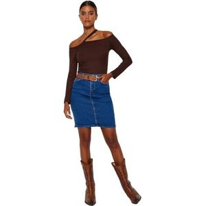 TRENDYOL Basic mini-denimrok voor dames, blauw, 34