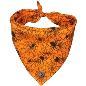 Spoilt Rotten Pets Halloween oranje spinneweb ontwerp gebonden bandana past 9 tot 16,5 inch nek - S/M hond bandana fancy dress hond kostuum halsdoek