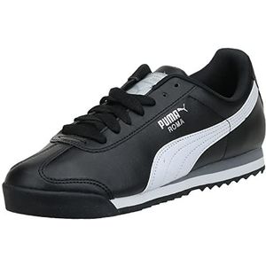 PUMA Roma Basic Sneaker voor heren, Zwart en wit zilver kleuren, 38 EU