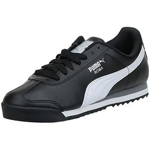 PUMA Roma Classic Gum Sneaker voor heren, Zwart/Wit/Zilver, 42.5 EU