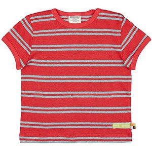 loud + proud Uniseks babystrepen met linnen, GOTS-gecertificeerd T-shirt, chili, 98/104 cm