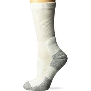 Thorlos Women's LWXW Thin Cushion Walking Crew Socks, White/Platinum, Large