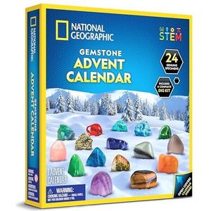 Blue Marble NATIONAL GEOGRAPHIC 2024 Edelsteen Adventskalender - Limited Edition Kids adventskalender met 24 edelstenen, complete Rock Collection, Kerst Countdown Kalender, Mini Edelsteen Graaf Kit