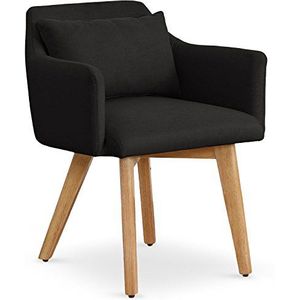 Menzzo Gybson stoel/fauteuil, Scandinavisch, stof, zwart, 58 x 58 x 70 cm