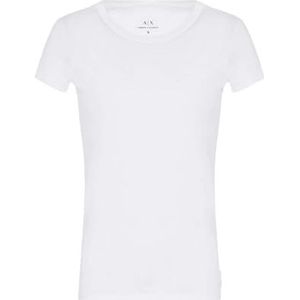 Armani Exchange A|X Dames Pima Katoen Basic Slim Fit T-Shirt, Optic White, Klein