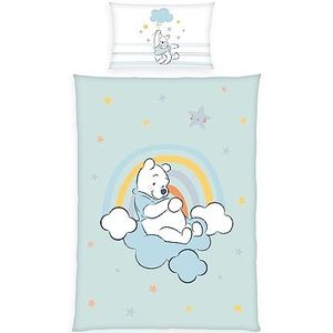 Disney Winnie The Pooh Baby Bed Linen, Renforcé, 100 x 135 + 40 x 60 cm, Turquoise