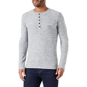 KEY LARGO Heren Target Button Sweatshirt, Grey Mel. (1105), S, Grijs Mel. (1105), S