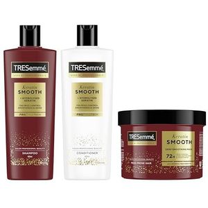 Tresemme Shampoo, Conditioner & Masker Keratin Smooth haarverzorgingspakket met gehydrolyseerde keratine 400 ml + 400 ml + 440 ml 3 stuks