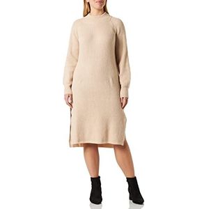 DreiMaster Vintage Dames gebreide jurk met lange mouwen midi imane, beige, M/L