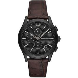 Emporio Armani Horloge voor heren Quartz/Chrono uurwerk 42mm kastmaat met een lederen band AR11549