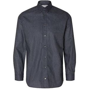 SELETED HOMME Slhslimethan AOP Ls Noos overhemd voor heren, Navy Blazer/Aop: geo, XXL
