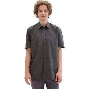 TOM TAILOR Denim heren overhemd, 35701 - Grijs gekleurde stippen structuur, XL