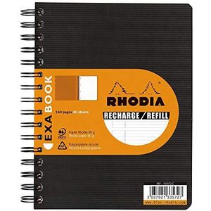 RHODIA 133576C – navulboekje voor Exabook organisatieboekje zwart A5+ | gelinieerd | 160 pagina's afneembaar Perf. 6 gaten - transparant papier 80 g - Rhodiactive