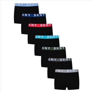 DKNY Heren Boxers in zwart met merkband, superzachte en comfortabele katoenen stof, multipack van 7, Zwart, M