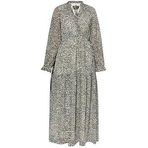 IKITA Maxi-jurk voor dames, met luipaardprint, Wit meerkleurig, S