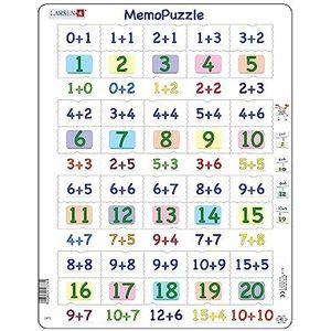 Larsen GP3 MemoPuzzel: Toevoeging met getallen van 0-20, Frame puzzel met 40 stukjes