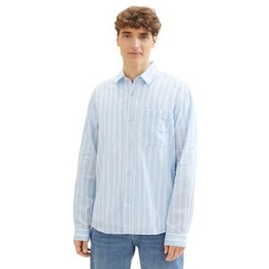 Tom Tailor Denim heren overhemd, 34787 - Soft Powder Blue Stripe, XXL