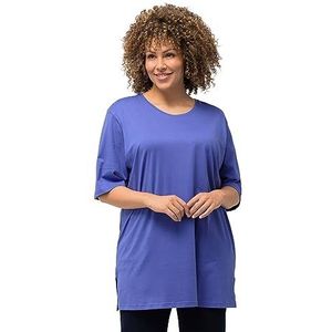 Ulla Popken Basic damesshirt, ronde hals T-shirt, Blauw Paars, 50-52