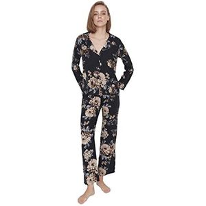 Trendyol Vrouwen Vrouw Bloemen Geweven Pyjama Set (Pack van 2), Meerkleurig, 60
