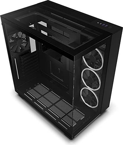 NZXT H9 Elite - CM-H91EB-01 - ATX Mid Tower PC Gaming Case - Tien ventilatorcapaciteit - Ondersteunt drie 360 ​​mm radiatoren - Zijpaneel van gehard glas - Zwart