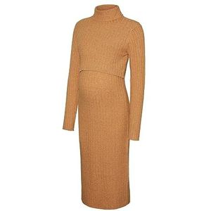 MAMA.LICIOUS MLSUNIVA June L/S Knit MIDI Dress 2F, Gouden Ochre/Detail: melange, L