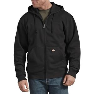 Dickies - Hoodie voor heren, fleece sweatshirt met volledige rits, verborgen zak voor mobiele telefoon, Zwart, XXL