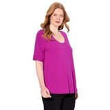 Ulla Popken Dames T-shirt, voorzijde dubbellaags, V-hals, halflange mouwen, paars, 42/44, lila, 42-44