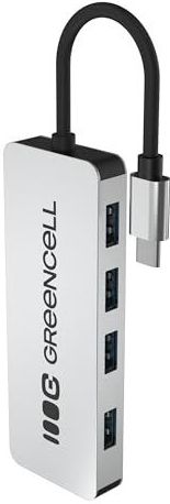 GreenCell - Basic HUB USB-C 4in1 - Adapter - Zwart - 4 USB-A 3.0 Poorten