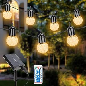 Aogled Solar Lichtsnoer voor Buiten,G40 Lichtketting met 15.5M/25 LED Bollen,warmwitte 2700K Solar String Lights met afstandsbediening voor commerciële binnen- en buitendecoratie