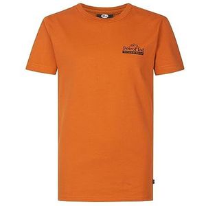 Petrol Industries T-shirt voor jongens SS ronde hals T-shirt voor kinderen, oranje roest, 14 Jaren