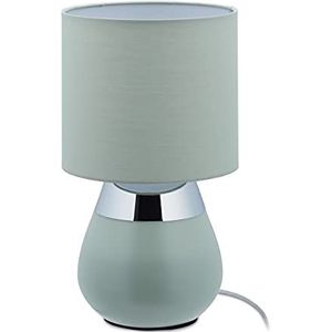 Relaxdays nachtlamp touch, E14-fitting, indirecte verlichting, ovale tafellamp met lampenkap, HxD: 32 x 18 cm, groen