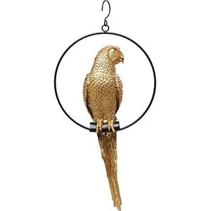 Kare Design decoratief object swinging parrot goud, gouden papegaai als accessoire om op te hangen, handgemaakt accessoire als dier-sculptuur (H/B/D) 57x27x14cm