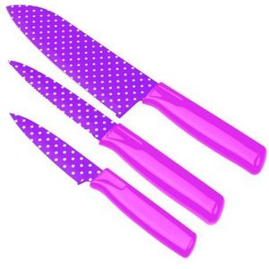 Kuhn Rikon 22465 Colori Art Polka Dot keukenmessenset, roze gestippeld