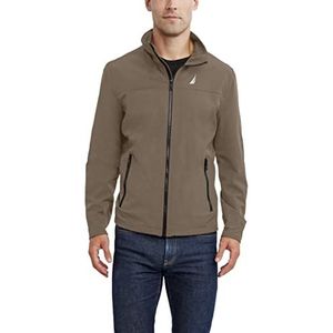 Nautica Men's Lightweight Stretch Athletic Outdoor Full Zip Windbreaker Bomber Golf Jacket, Taupe, X-Large