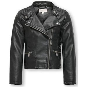 ONLY Girl kunstleren jas biker, zwart, 128 cm