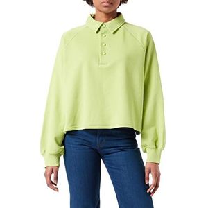 NA-KD Damespolo met knoopkraag, Limoen Licht, XXS